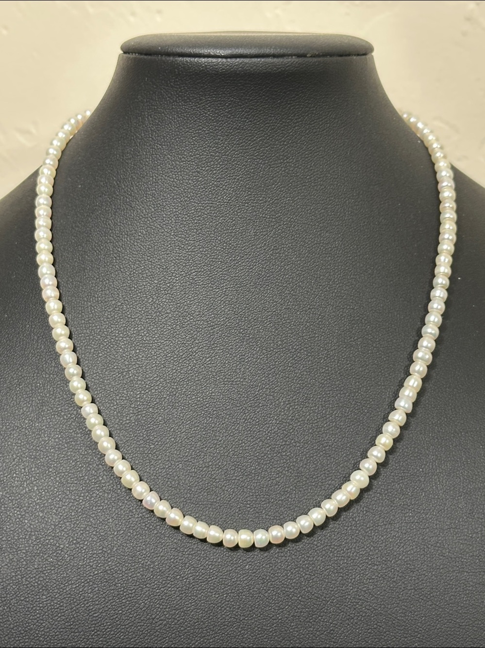 Dainty 4mm Freshwater Pearl Beaded Strand Necklace – Gold Tone Clasp